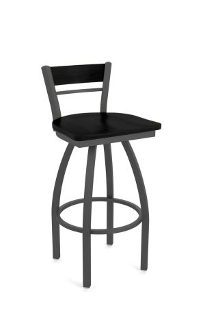 Holland's Revelle Pewter Swivel Bar Stool with Black Wood