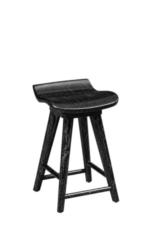 Mason Black Distressed Oak Wood Backless Bar Stool
