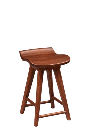 Mason Orange Cherry Oak Backless Wood Swivel Bar Stool