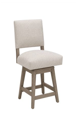 Modern Neutral Wood Swivel Bar Stool - Upholstered in Driftwood - Cornelia