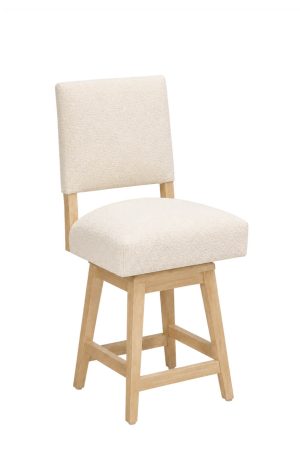 Natural Wood Upholstered Swivel Bar Stool - Cornelia