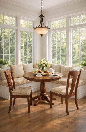 Simply Amish's Allison Solid Wood Dining Chairs at Breakfast Nook Table