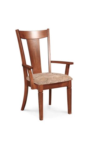 Simply Amish's Allison Wood Arm Chair with Mission Slate Back with Arms - Fabric Seat