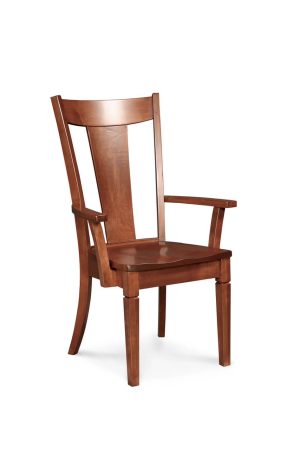 Simply Amish's Allison Wood Arm Chair with Mission Slat Back with Arms and Wood Seat