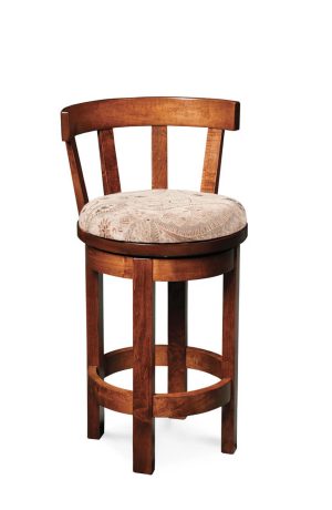 Simply Amish's Barrel Round Swivel Bar Stool with Back and Seat Cushion