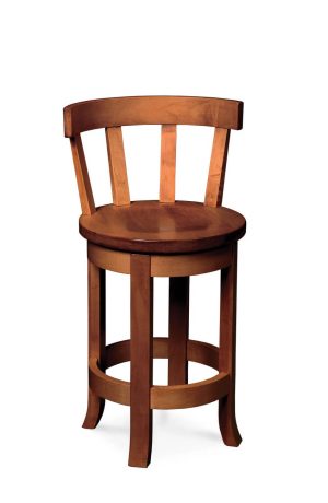 Simply Amish's Belmont Wood Swivel Bar Stool with Curved Back and With Wood Seat