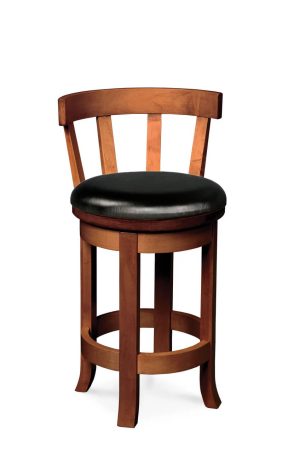 Simply Amish's Belmont Wood Swivel Bar Stool with Curved Back and Seat Cushion