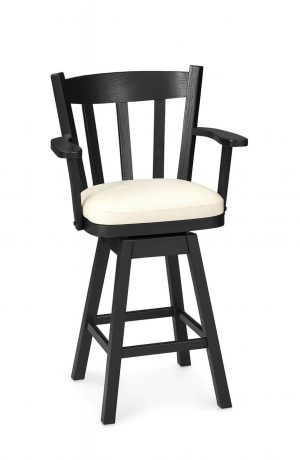 Simply Amish's Black Oak Wood Swivel Bar Stool with Arms