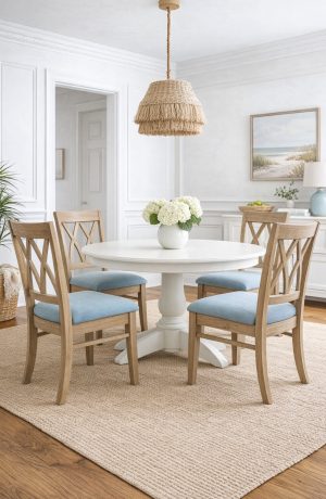 Simply Amish's Bristol Solid Wood Dining Chairs in Coastal Style Dining Room