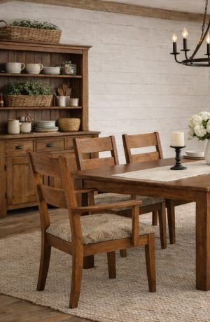 Simply Amish's Cadira Solid Wood Arm Chair in Dining Room