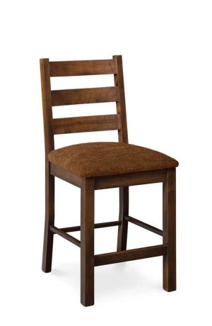 Simply Amish's Camden Stationary Solid Wood Bar Stool with Ladder Back with Seat Cushion