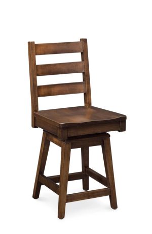 Simply Amish's Camden Swivel Solid Wood Bar Stool with Ladder Back