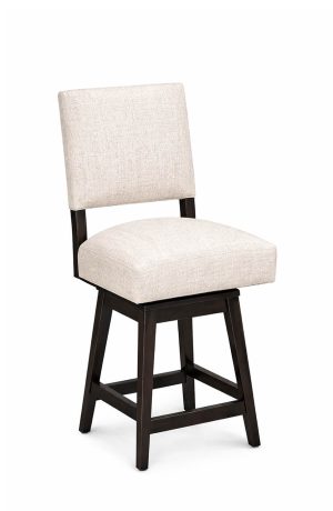 Simply Amish's Cornelia Black Wood Swivel Bar Stool with Off-White/Cream Fabric