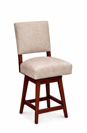 Simply Amish's Cornelia Cherry Wood Swivel Bar Stool Upholstered with Back