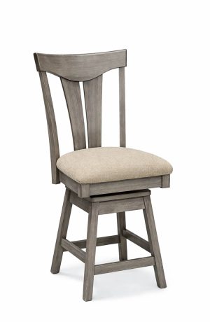 Simply Amish's Dayton Gray Wood Swivel Bar Stool with Back