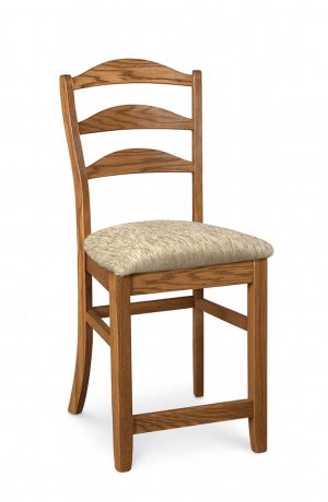Simply Amish's Hamilton Solid Wood Stationary Bar Stool with Ladder Back with Seat Cushion