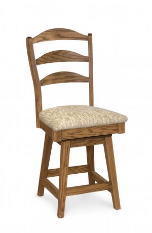 Simply Amish's Hamilton Solid Wood Swivel Bar Stool with Ladder Back with Seat Cushion
