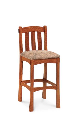 Simply Amish's Hudson Mission Style Wood Bar Stool with Back with Seat Cushion