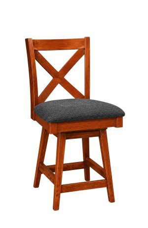 Simply Amish's Rachel Cherry Oak Wood Swivel Bar Stool with Back