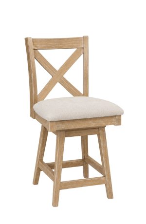 Simply Amish's Rachel Natural Oak Swivel Bar Stool with Back