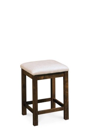 Simply Amish's Sheffield Square Backless Wood Bar Stool with Seat Cushion