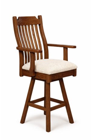 Simply Amish's Urbandale Brown Maple Wood Swivel Bar Stool with Arms