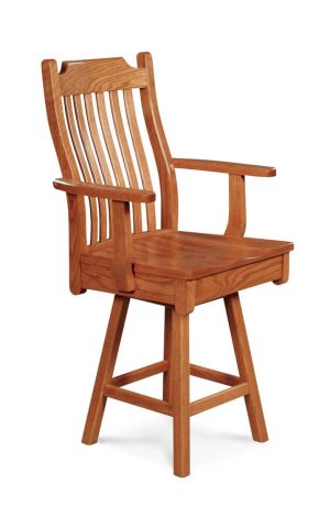 Simply Amish's Urbandale Traditional Wood Arm Swivel Bar Stool with Slat Back