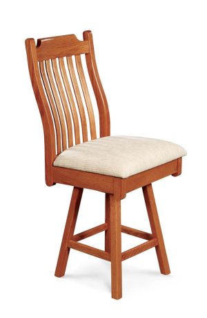 Simply Amish's Urbandale Traditional Wood Swivel Bar Stool with Slat Back