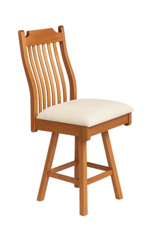 Simply Amish's Urbandale Traditional Wood Swivel Bar Stool with Slat Back