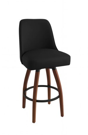 Trendler's T6 Modern Upholstered Swivel Bar Stool with Back in Black