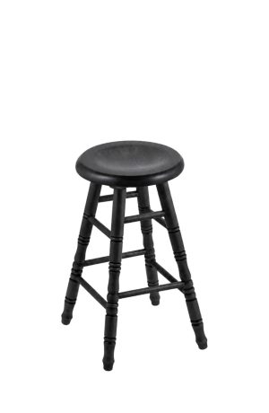 Backless Black Wood Swivel Bar Stool with Round Seat - Sadie - Holland XL