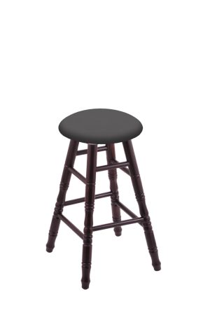 Holland's Darcy XL Dark Cherry Wood Backless Bar Stool with Turned Legs and Canter Storm Vinyl