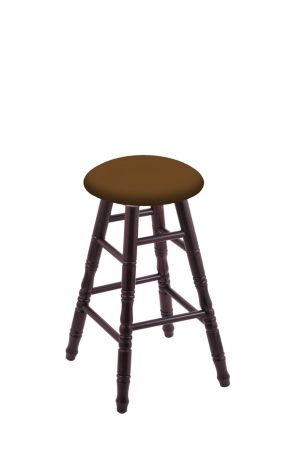 Holland's Darcy XL Dark Cherry Wood Backless Bar Stool with Turned Legs and Canter Thatch Vinyl