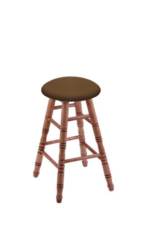 Holland's Darcy XL Medium Wood Backless Bar Stool with Turned Legs and Rein Thatch Vinyl