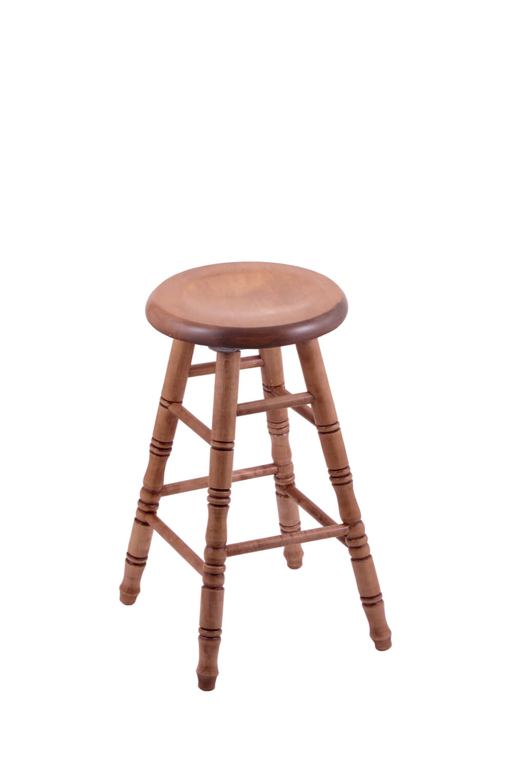 Saddle Dish Domestic Hardwood Backless Swivel Stool with Turned Legs