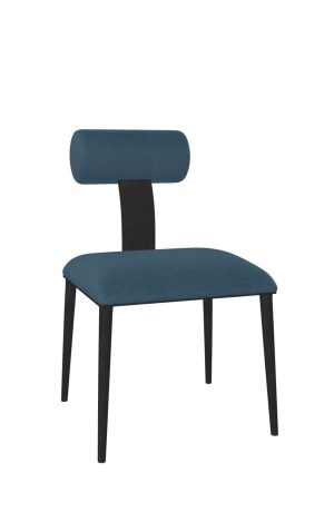 Wesley Allen's Luca Black Side Chair with Blue Fabric