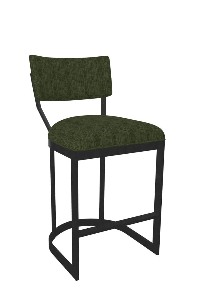 Wesley Allen's Olin Black Bar Stool with Green Fabric