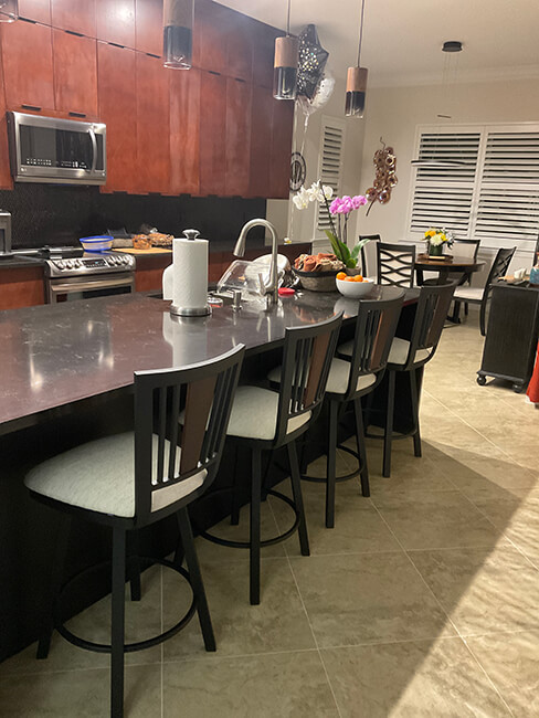 Amisco's Madison Black Swivel Counter Stools in Customer's Kitchen