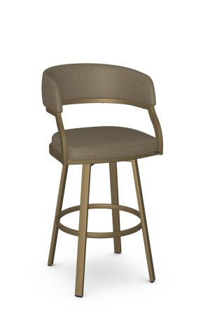 Amisco's Mazzy Gold and Brown Swivel Bar Stool with Arms