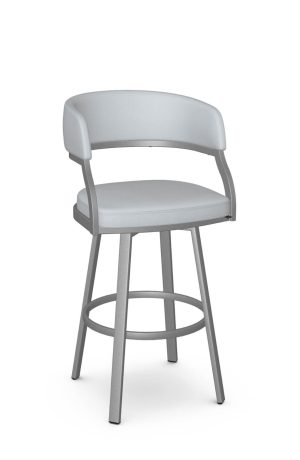 Amisco's Mazzy Silver Swivel Bar Stool with Blue Vinyl