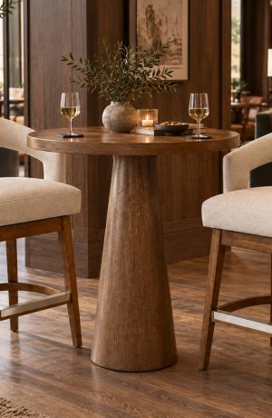 Boutique Lounge with Luxury Wood Bar Stools with Backs - Style Upholstering - 17 SWBS