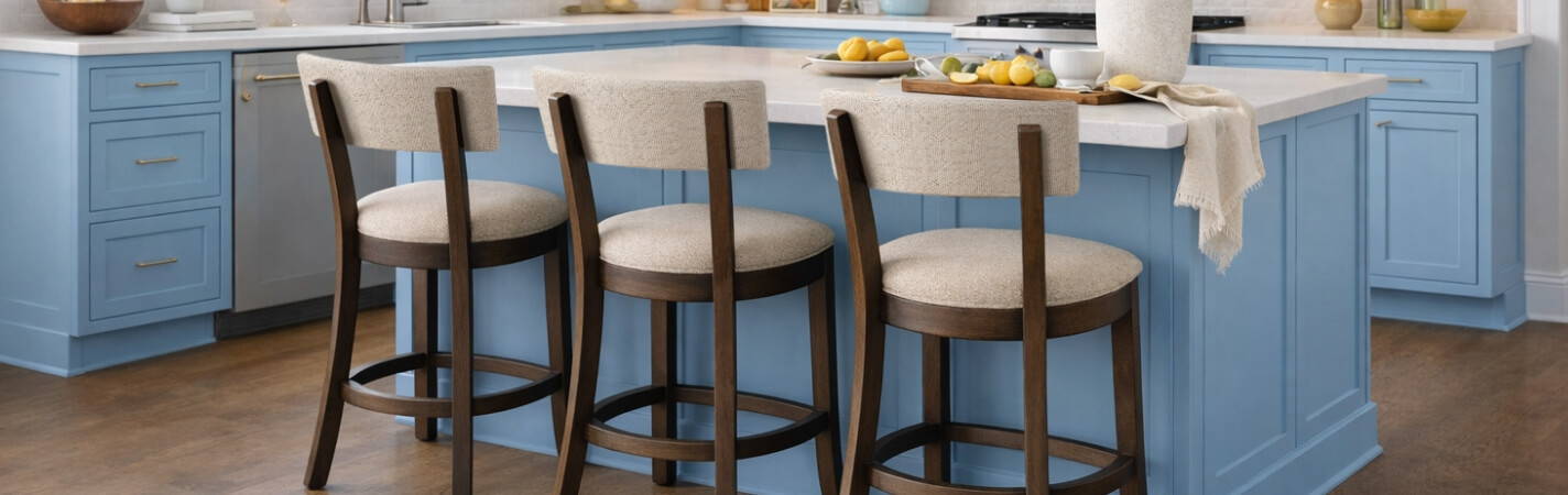 Featuring the Kimberly bar stools by Simply Amish