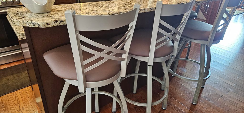 Holland's Catalina Silver Swivel Bar Stool in Brown Vinyl in Customer's Kitchen