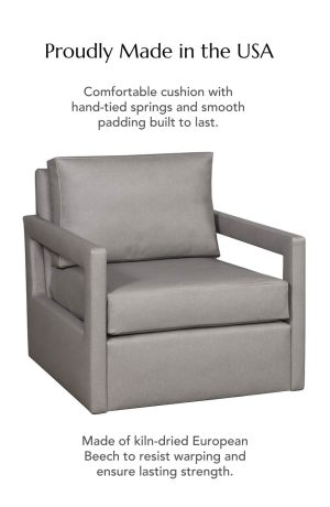 Comfortable cushion with hand-tied springs and smooth padding built to last. Made of kiln-dried European Beech to resist warping and ensure lasting strength.