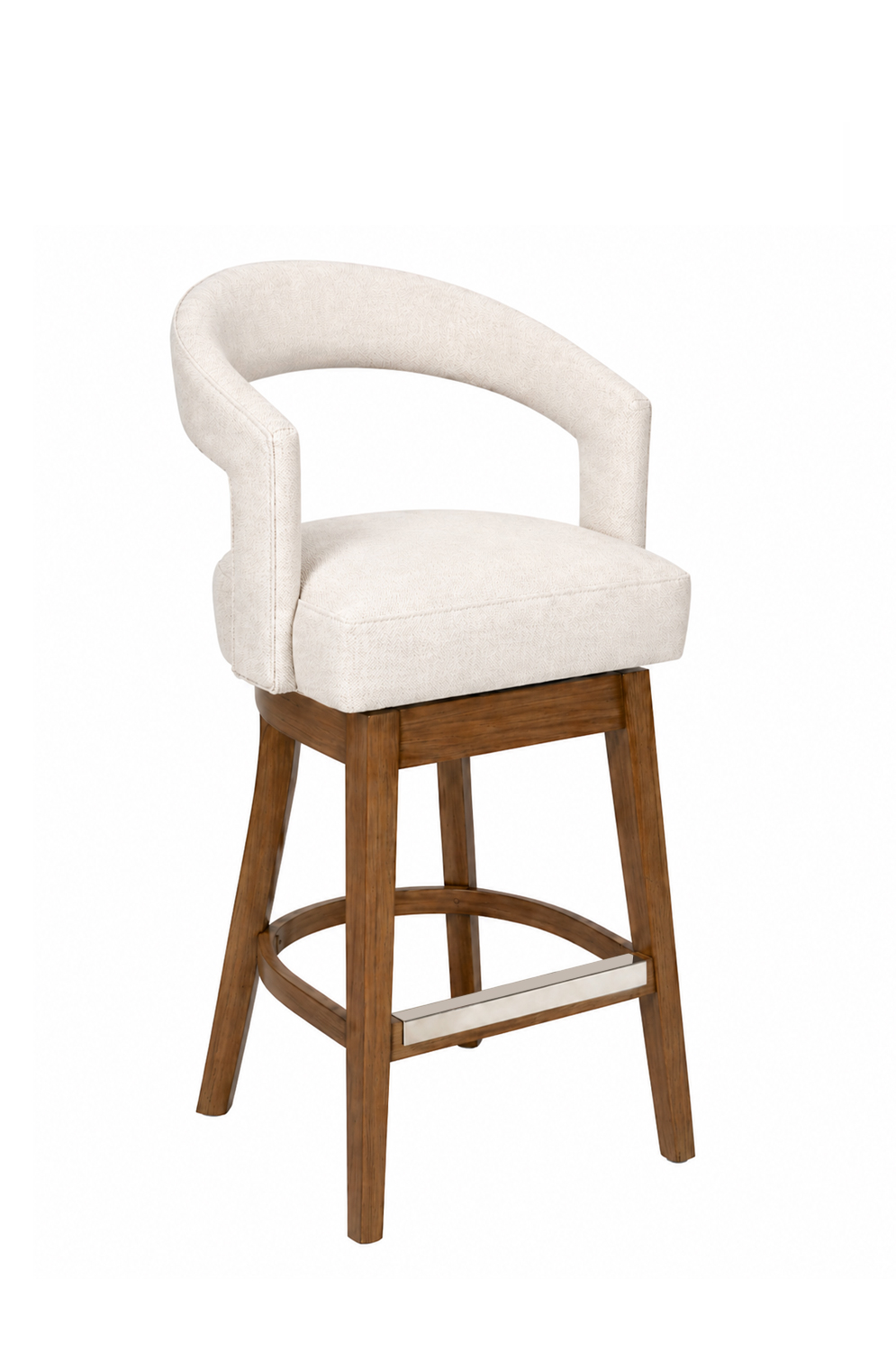 17-SWBS Traditional Upholstered Swivel Bar Stool with Barrel Back