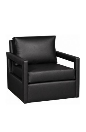 Style Upholstering's 2356 Black Leather Swivel Lounge Chair with Track Arms