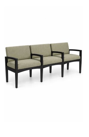Style Upholstering's 631-3 Black Wood Upholstered Multi Seat Bench with Back