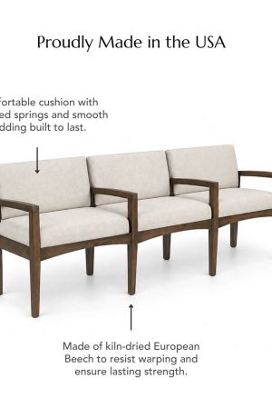 Comfortable cushion with hand-tied springs and smooth padding built to last. Made of kiln-dried European Beech to resist warping and ensure lasting strength.