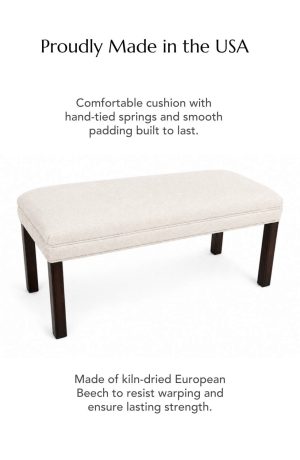 Comfortable cushion with hand-tied springs and smooth padding built to last. Made of kiln-dried European Beech to resist warping and ensure lasting strength.