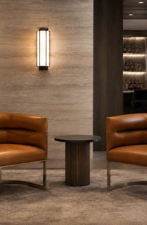 Billow modern arm chairs in lounge room hotel